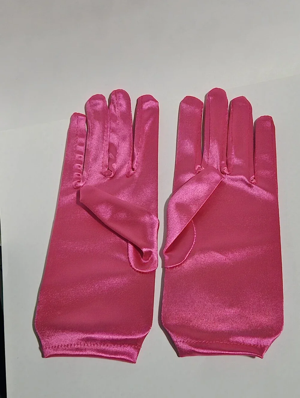 Pink Satin Evening Gloves with Pearl Accent NEW